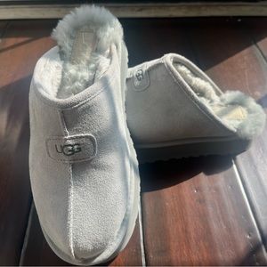 UGG Discoquette Genuine Shearling Slide Slipper Light Grey Size 8